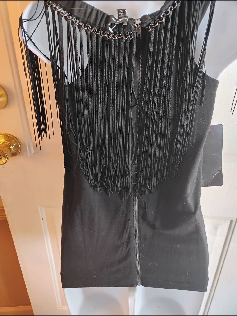 bebe Black Fringe Chain-Trim Sleeveless Tank - Picture 4 of 4
